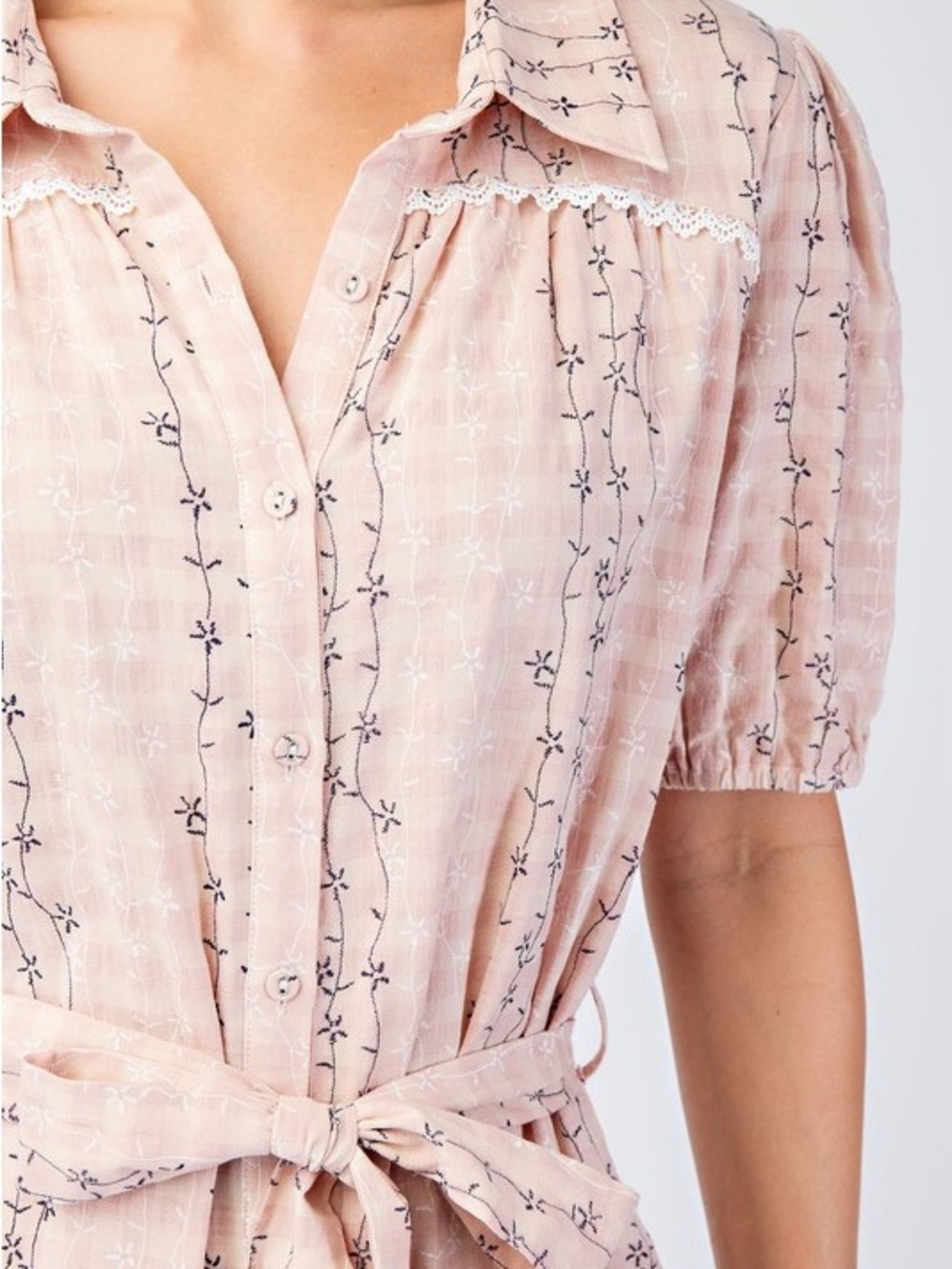 Boutique Embroidered Shirt Dress – Blush - Picture 2 of 4